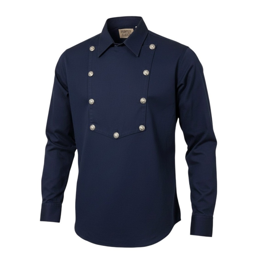 Frontier Classics Bib Front Western Shirt Men's Size M Navy Blue Star Button